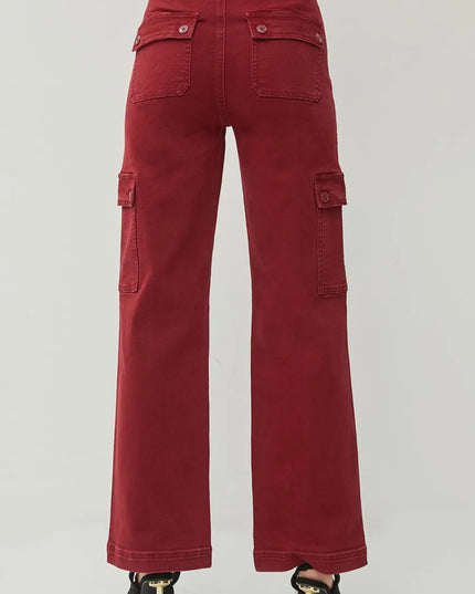 RISEN Full Size High Rise Wide Leg Cargo Jeans - Sleekdenim.com