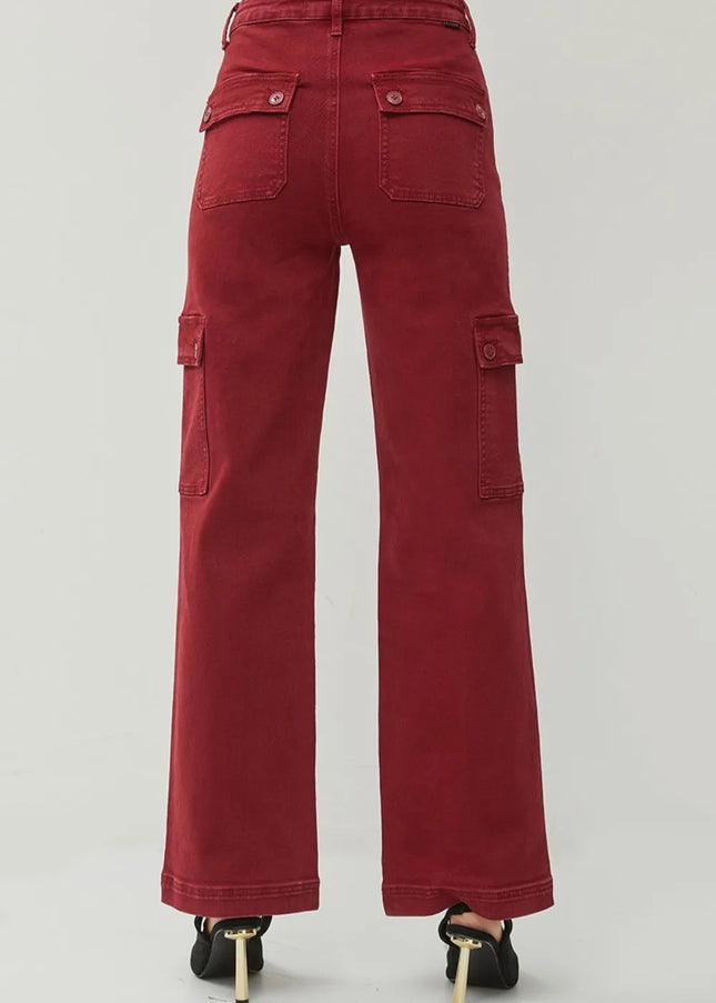 RISEN Full Size High Rise Wide Leg Cargo Jeans - Sleekdenim.com