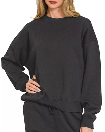 Zenana Fleece Long Sleeve Pullover & Jogger Set - Sleekdenim.com