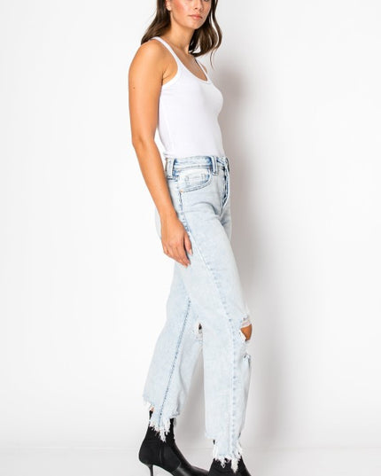 AT1120WDLT Tummy Control High Rise Wide Jeans - Sleekdenim.com