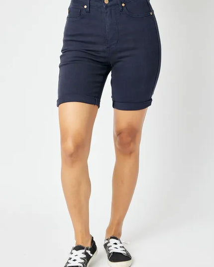 Judy Blue Full Size High Waist Tummy Control Bermuda Shorts - Sleekdenim.com