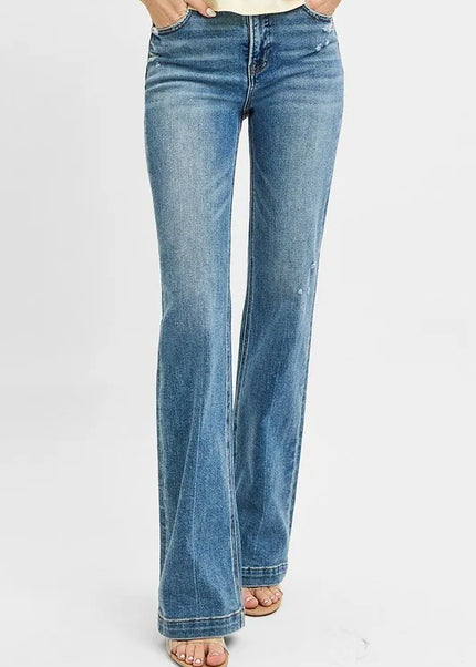 RISEN Full Size Distressed Detail Bootcut Jeans Plus Size - Sleekdenim.com