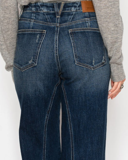 HYBRID STRETCH RIPPED RELAXED FLARE JEANS - Sleekdenim.com