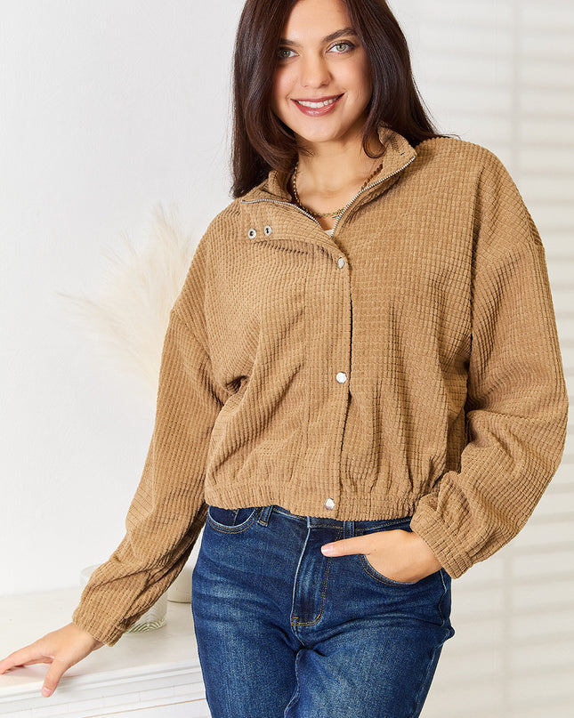 Perfee Long Sleeve Dropped Shoulder Jacket - Sleekdenim.com