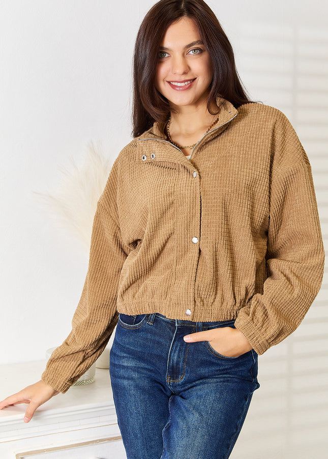 Perfee Long Sleeve Dropped Shoulder Jacket - Sleekdenim.com