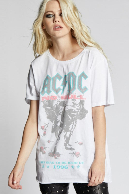 AC/DC No Bull Tour Vintage Graphic Boyfriend Tee - Sleekdenim.com