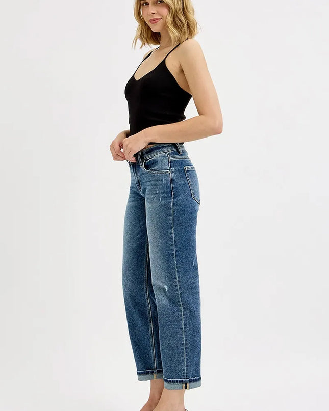 RISEN Full Size Low Rise Crop Boyfriend Jeans Plus Size - Sleekdenim.com
