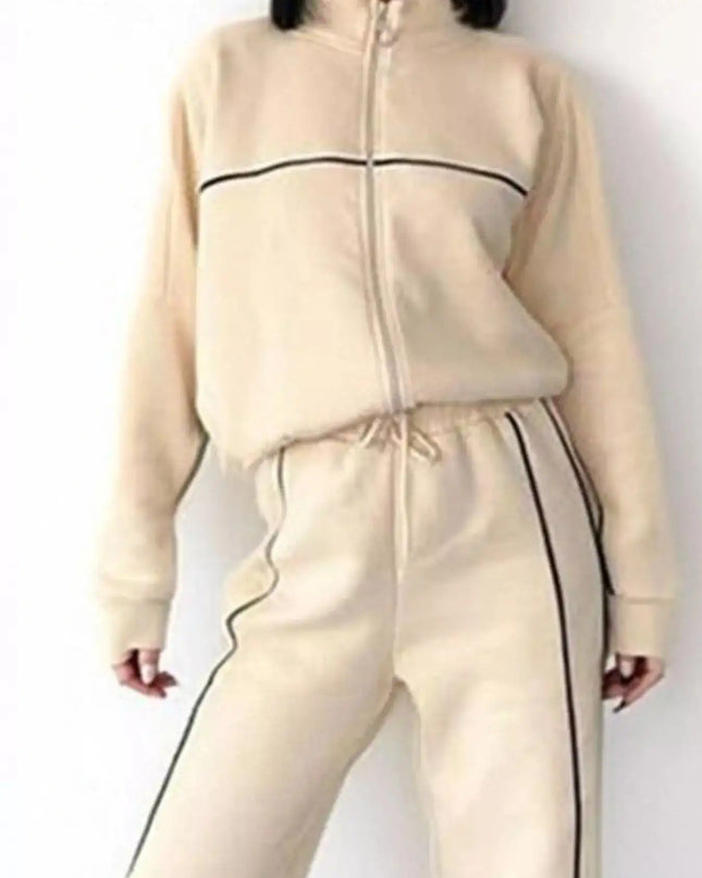 Full Size Zip Up Long Sleeve Top and Pants Set Plus Size - Sleekdenim.com