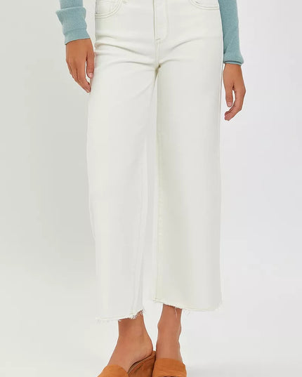 RISEN Tummy Control High Rise Crop Wide Jeans - Sleekdenim.com