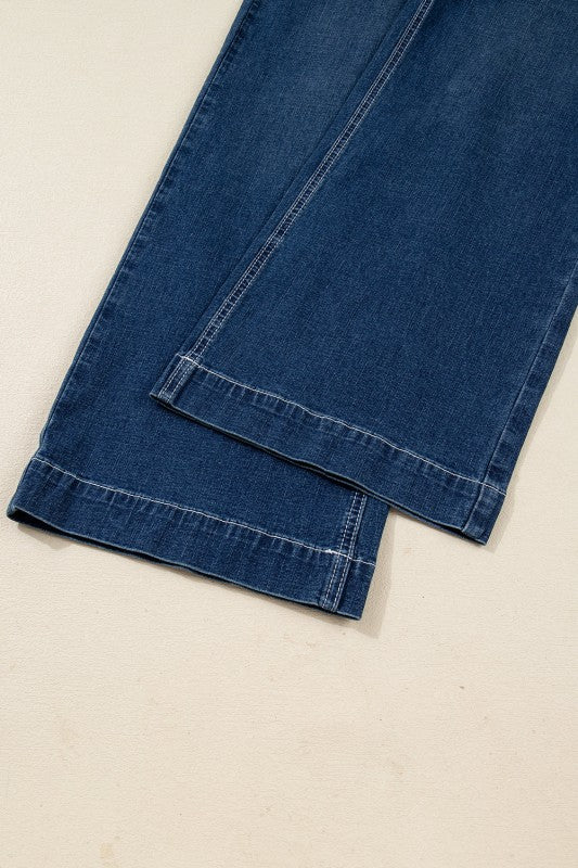 Denim Stitch High-Waist Cuff Jeans - Sleekdenim.com