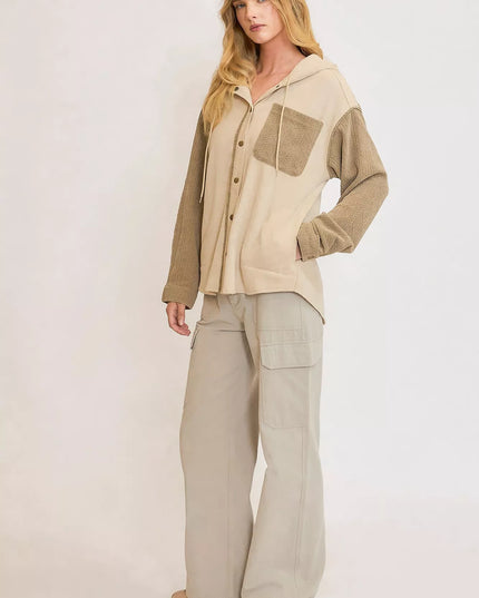 Umgee Washed French Terry Shacket - Sleekdenim.com