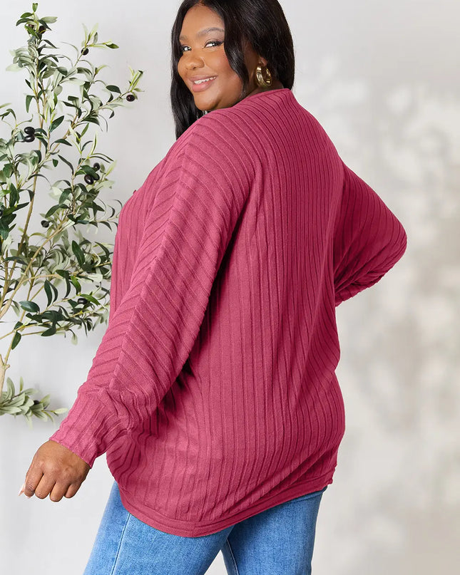 Basic Bae Full Size Ribbed Cocoon Cardigan - Sleekdenim.com