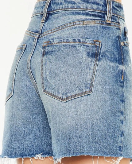 Kancan Full Size Raw Hem High Waist Denim Shorts - Sleekdenim.com