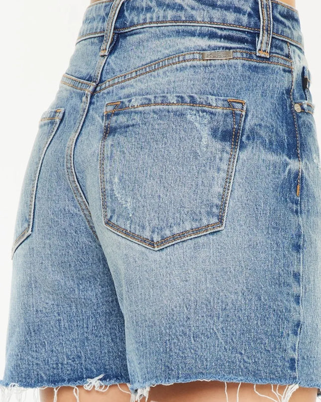 Kancan Full Size Raw Hem High Waist Denim Shorts - Sleekdenim.com