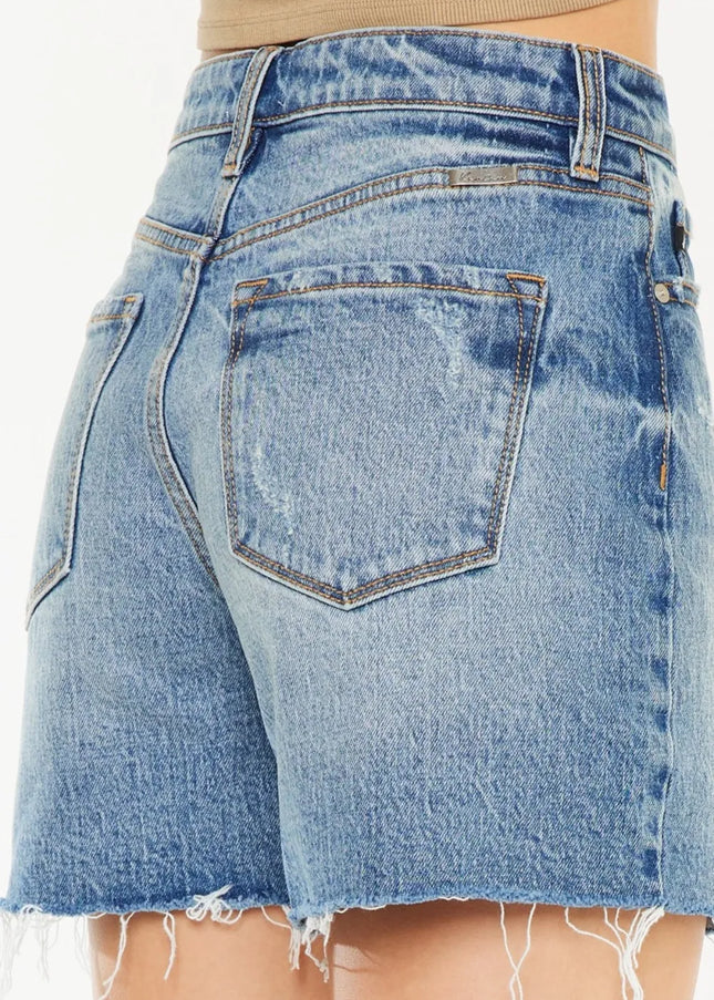 Kancan Full Size Raw Hem High Waist Denim Shorts - Sleekdenim.com