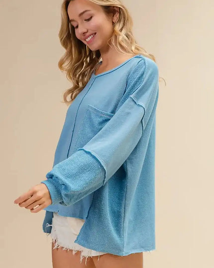 BiBi Oversized Pocket Front Sweatshirt - Sleekdenim.com