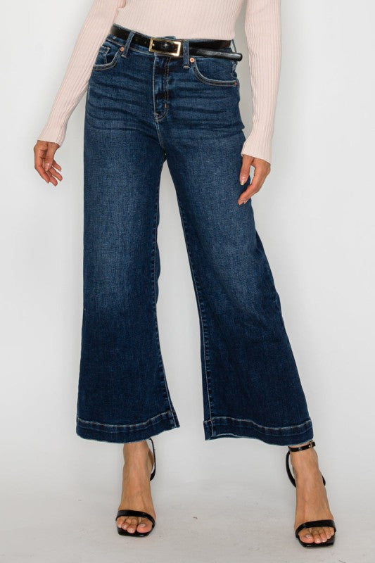 Artemis Vintage AT2012PZD - HIGH RISE CROPPED PALAZZO JEANS - Sleekdenim.com