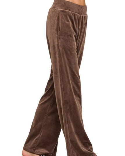 Zenana Velvet Zip Up Hoodie and Pants Set - Sleekdenim.com