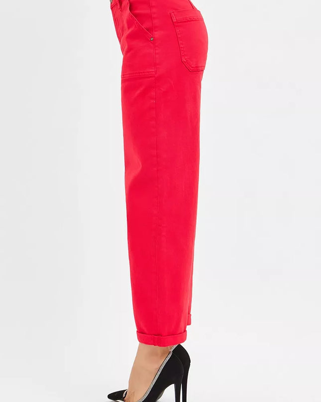 RISEN High Rise Ankle Cuffed Barrel Pants - Sleekdenim.com