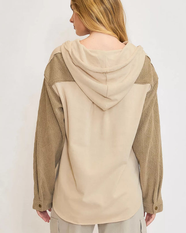 Umgee Washed French Terry Shacket - Sleekdenim.com