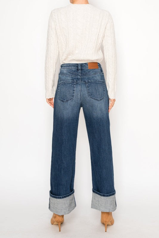 AT2110WDD TUMMY CONTROL HIGH RISE A-WIDE JEANS - Sleekdenim.com