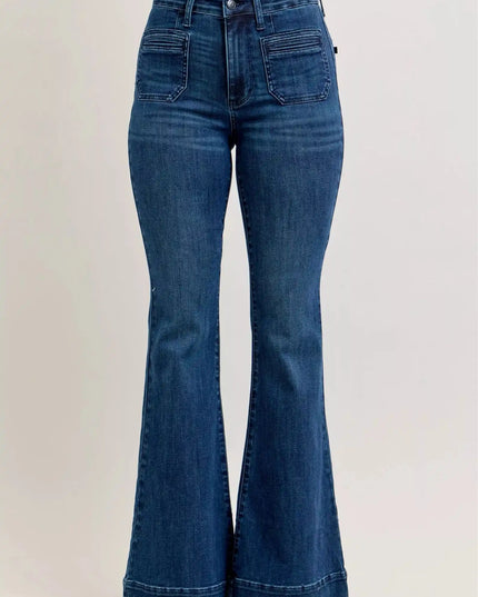 Judy Blue High-Waisted Flare Jeans with Front Pockets - Sleekdenim.com