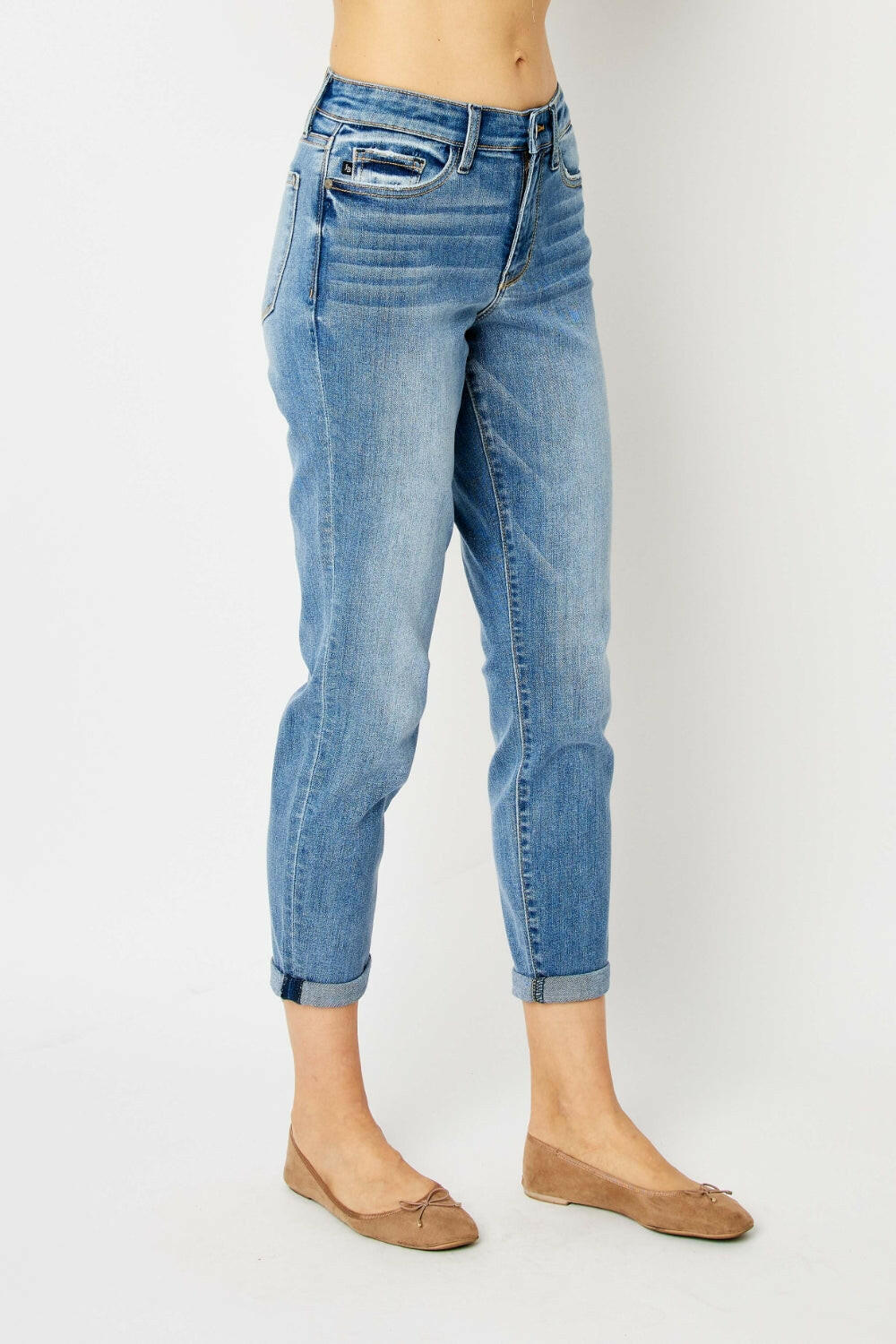 Judy Blue Full Size Cuffed Hem Slim Jeans | Sleekdenim.com