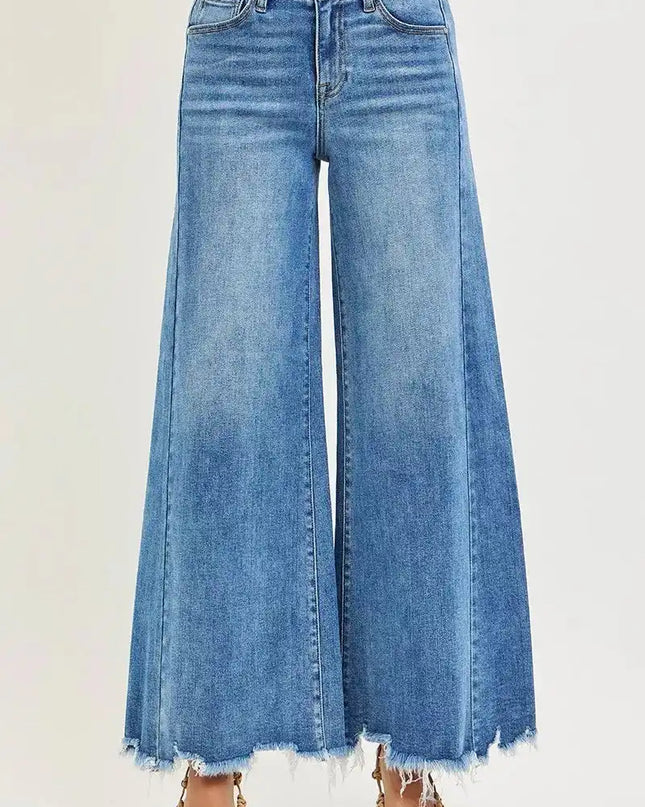 RISEN High Rise Ankle Wide Jeans - Sleekdenim.com