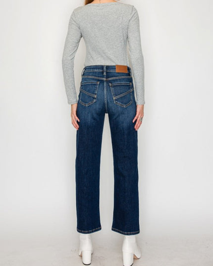 AT1029STD - High Rise Ankle Straight Jeans - Weste - Sleekdenim.com
