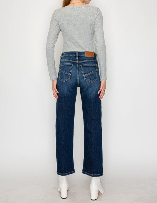 AT1029STD - High Rise Ankle Straight Jeans - Weste - Sleekdenim.com