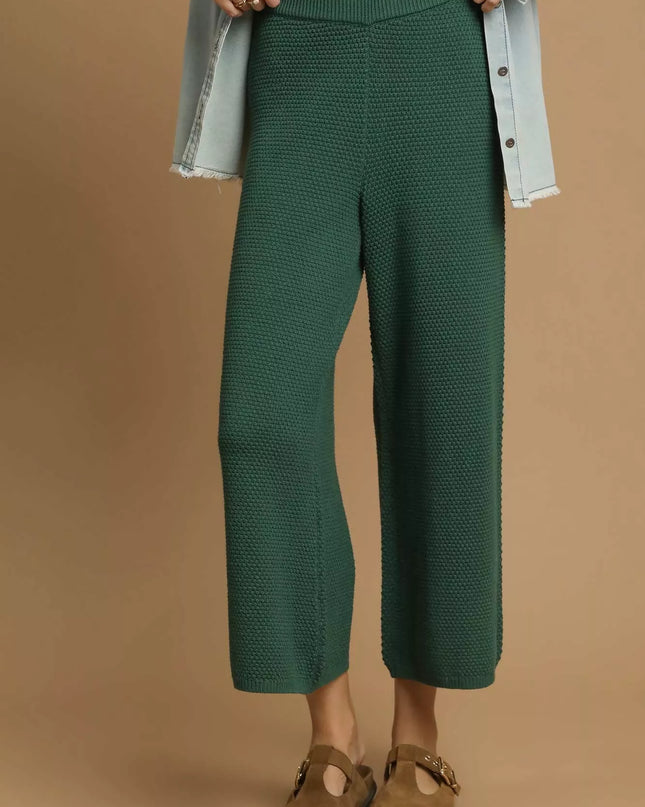 Umgee Textured Knit Wide Leg Pants - Sleekdenim.com