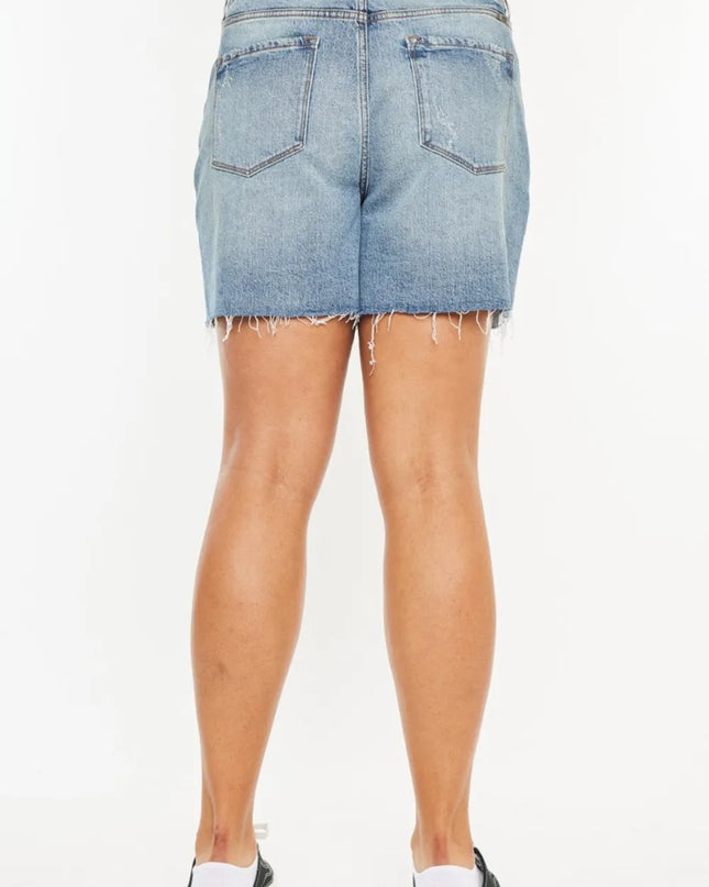 Kancan Full Size Raw Hem High Waist Denim Shorts - Sleekdenim.com