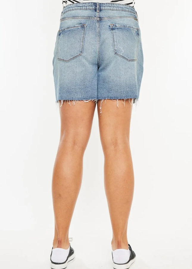Kancan Full Size Raw Hem High Waist Denim Shorts - Sleekdenim.com