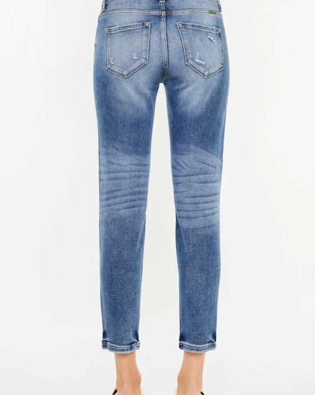 Kancan High Rise Distressed Mom Jeans - Sleekdenim.com