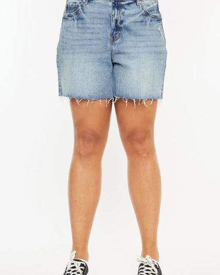 Kancan Full Size Raw Hem High Waist Denim Shorts - Sleekdenim.com