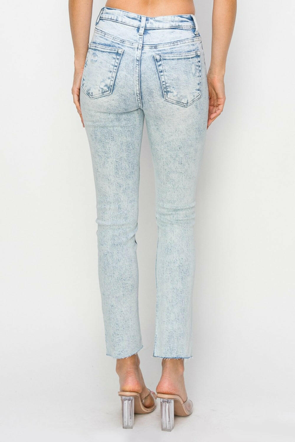 Risen Full Size High Rise Distressed Skinny Jeans Light