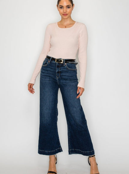 Artemis Vintage AT2012PZD - HIGH RISE CROPPED PALAZZO JEANS - Sleekdenim.com