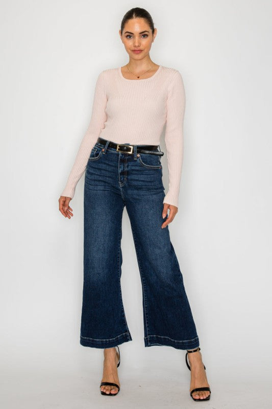 Artemis Vintage AT2012PZD - HIGH RISE CROPPED PALAZZO JEANS - Sleekdenim.com