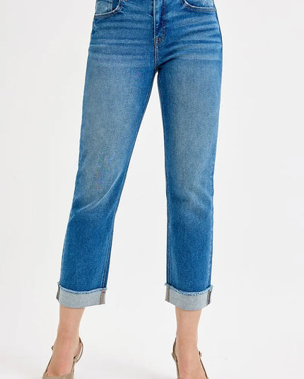 RISEN Full Size High Rise Boyfriend Fit Ankle Jeans Plus SIze - Sleekdenim.com
