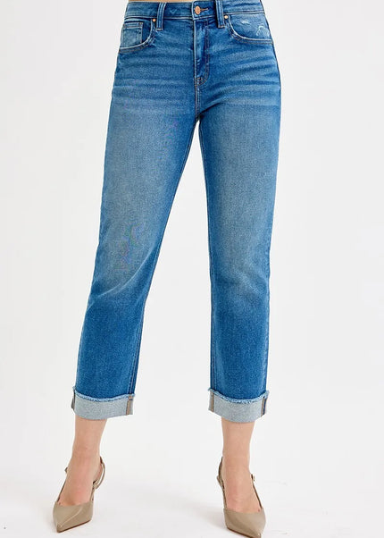 RISEN Full Size High Rise Boyfriend Fit Ankle Jeans Plus SIze - Sleekdenim.com