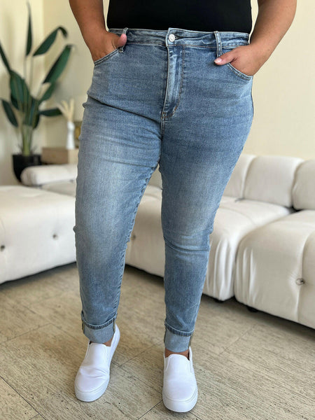 Judy Blue Full Size High Waist Cuff Hem Jeans | Sleekdenim.com