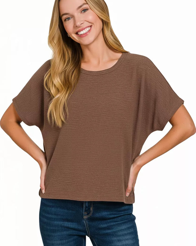 Zenana Cotton Slub Oversized Tee - Sleekdenim.com