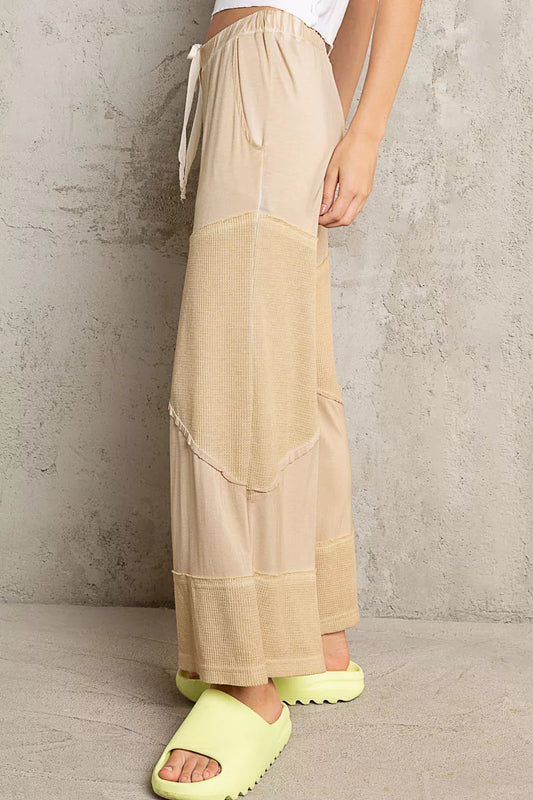 POL Elastic Waistband Wide Leg Pants with Drawstring - Sleekdenim.com