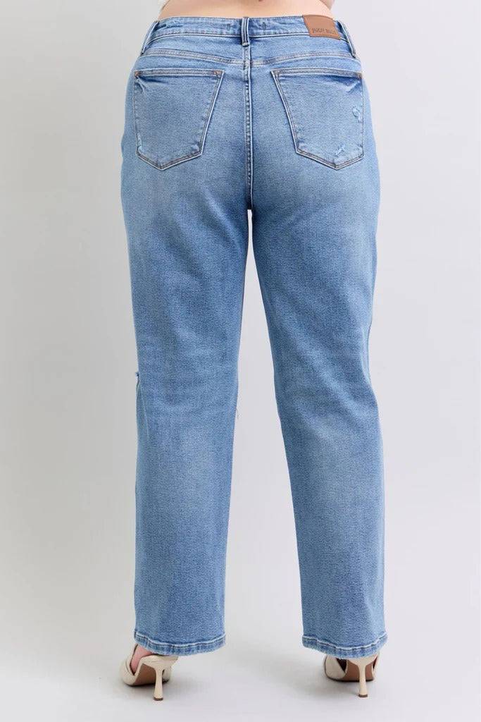 Judy Blue High Waist Rigid Magic Criss-Cross Waistband Dad Jeans 88883 | Sleekdenim.com