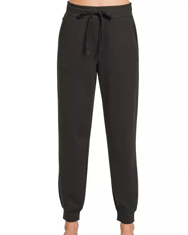 Zenana Drawstring Scuba Joggers with Pockets - Sleekdenim.com