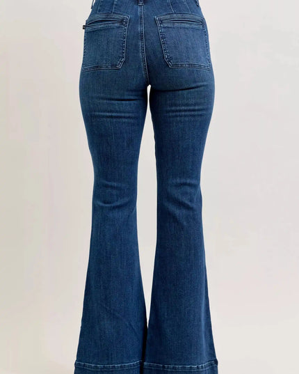 Judy Blue High-Waisted Flare Jeans with Front Pockets - Sleekdenim.com