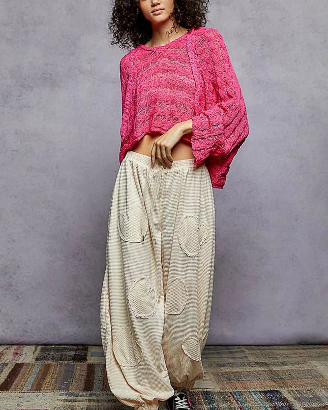 POL Cropped Hooded Knit Top with Full Sleeves - Sleekdenim.com