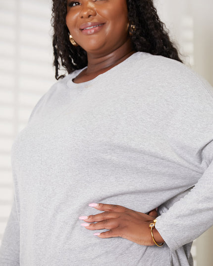 Double Take Seam Detail Round Neck Long Sleeve Top - Sleekdenim.com