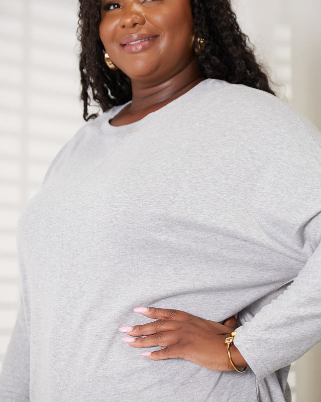 Double Take Seam Detail Round Neck Long Sleeve Top - Sleekdenim.com