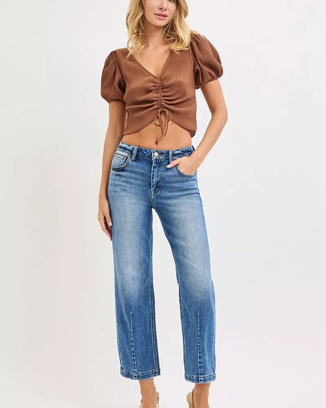 RISEN High Rise Crop Boyfriend Tapered Jeans - Sleekdenim.com